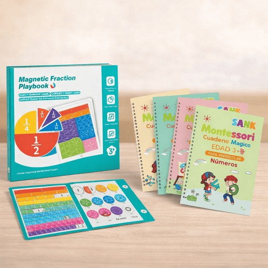 El kit de estudio perfecto: libro de fracciones + 4 libros de caligrafia + boligrafo