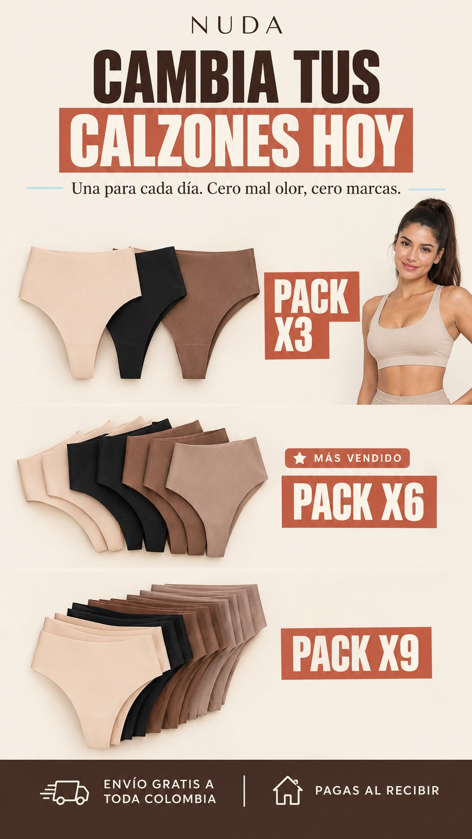 Packs NUDA x3, x6 y x9